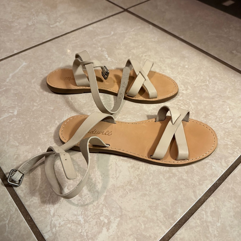 Madewell Boardwalk Ankle Wrap Tan Strappy Sandals